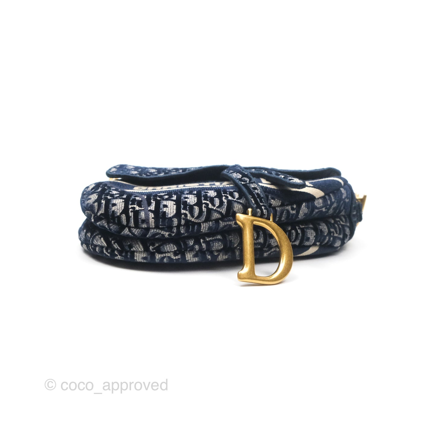 Christian Dior Saddle Bag Velvet Navy Dior Oblique Embroidery Gold Hardware