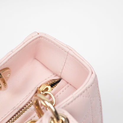 Christian Dior Medium Lady Dior Pink Lambskin Gold Hardware