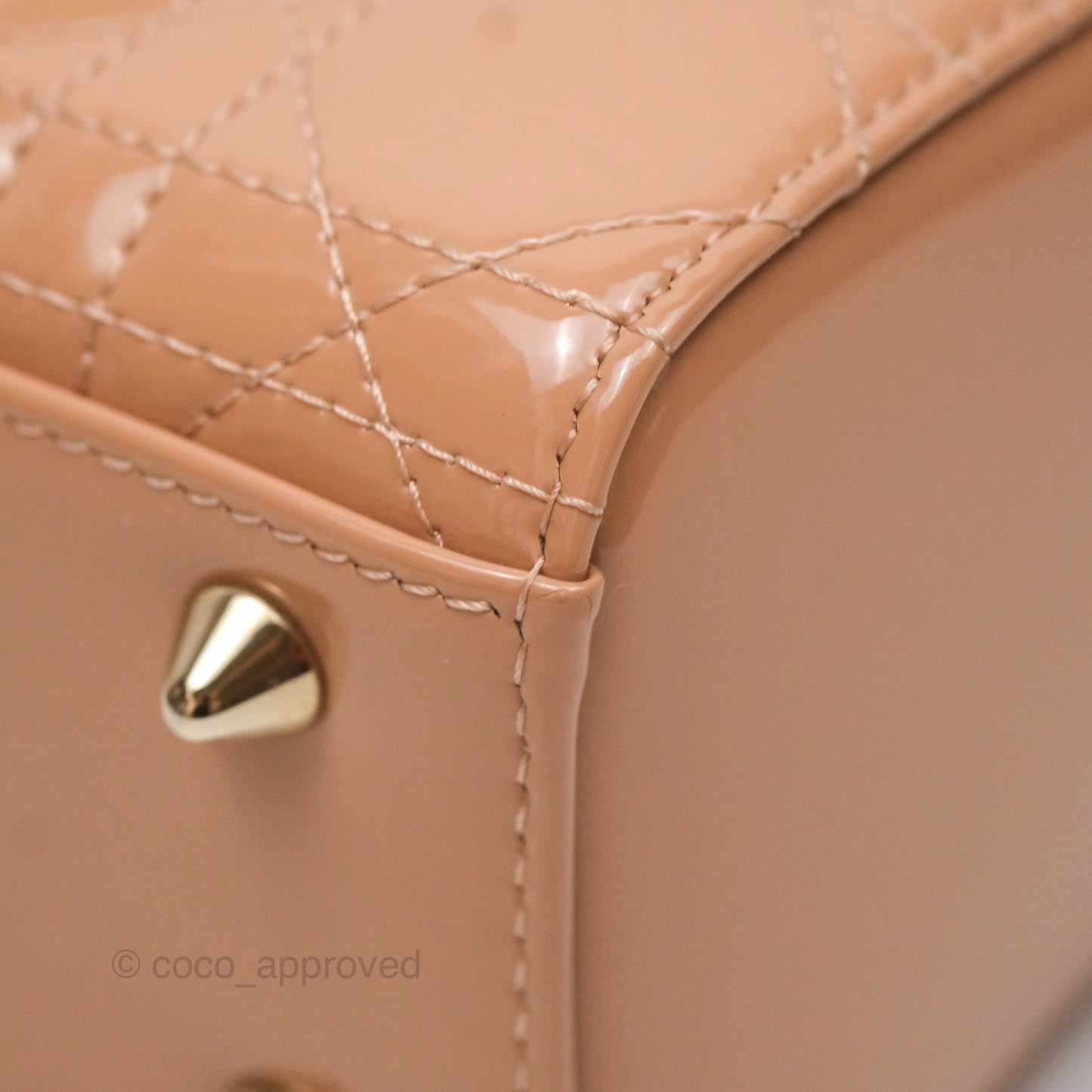 Christian Dior Small Lady Dior My ABCDior Beige Patent Gold Hardware