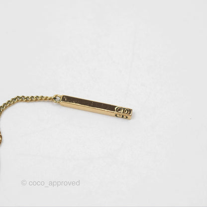 Christian Dior CD Pearl Long Drop Earrings Gold Tone