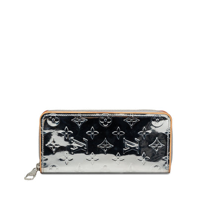 Silver Louis Vuitton Monogram Mirror Vertical Zippy Long Wallets