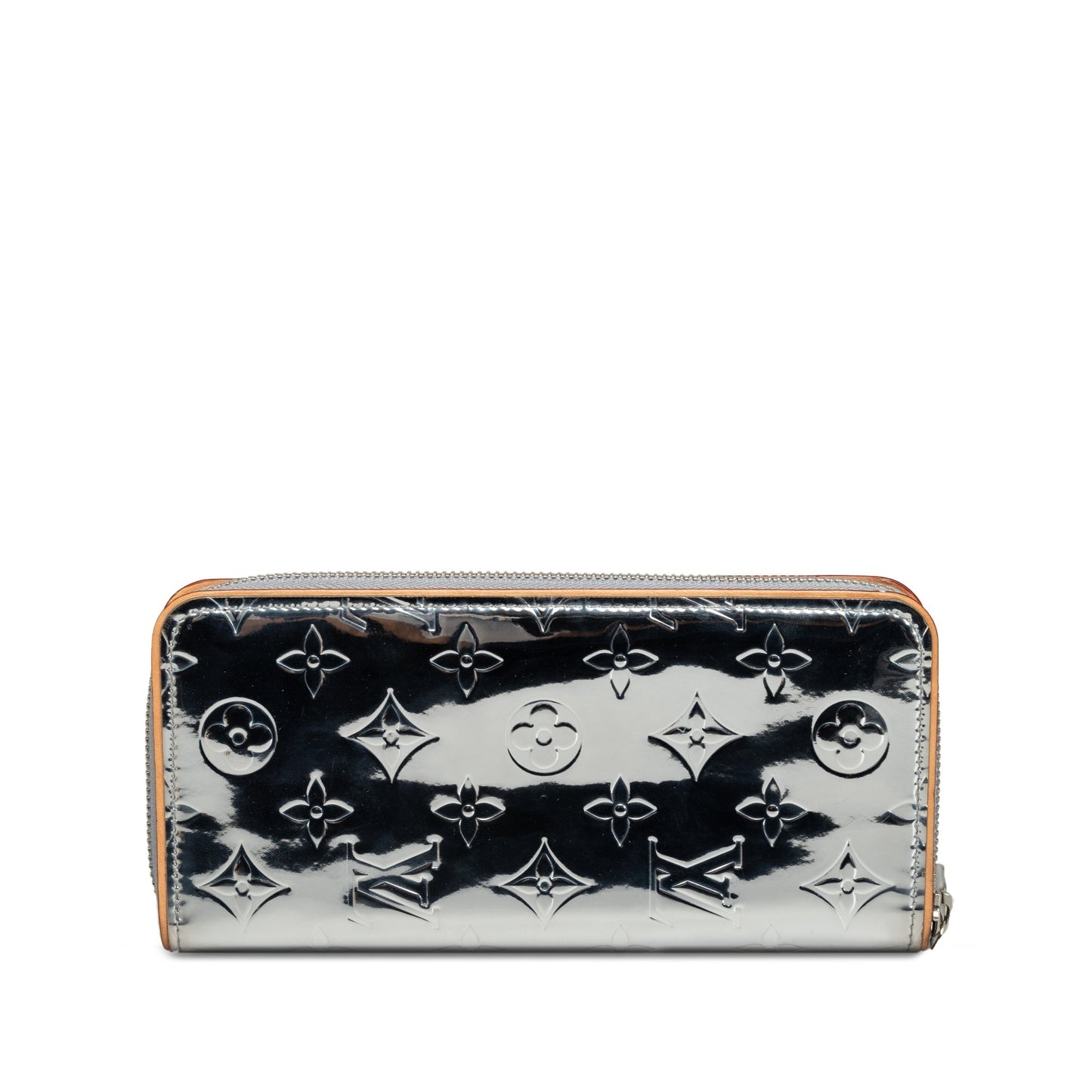 Silver Louis Vuitton Monogram Mirror Vertical Zippy Long Wallets
