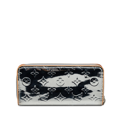 Silver Louis Vuitton Monogram Mirror Vertical Zippy Long Wallets
