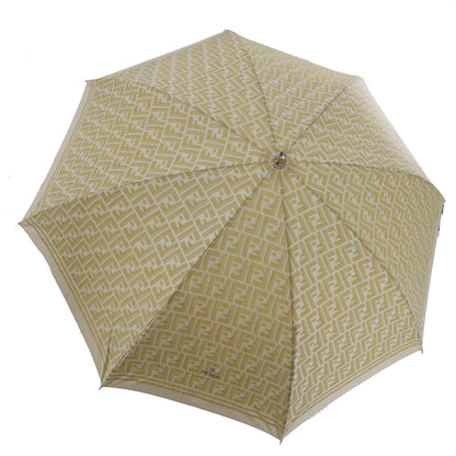 FENDI Zucca  Folding Umbrella Beige Nylon Vintage #EA473