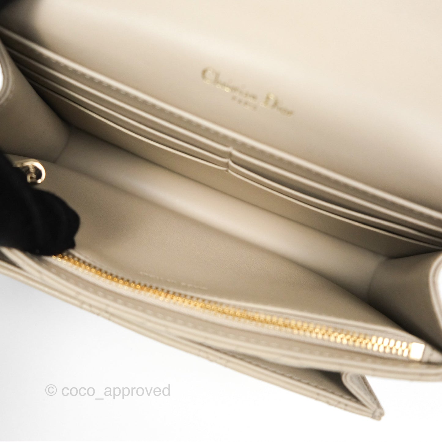 Christian Dior My Dior Daily Chain Pouch Sand-Colored Cannage Lambskin Gold Hardware