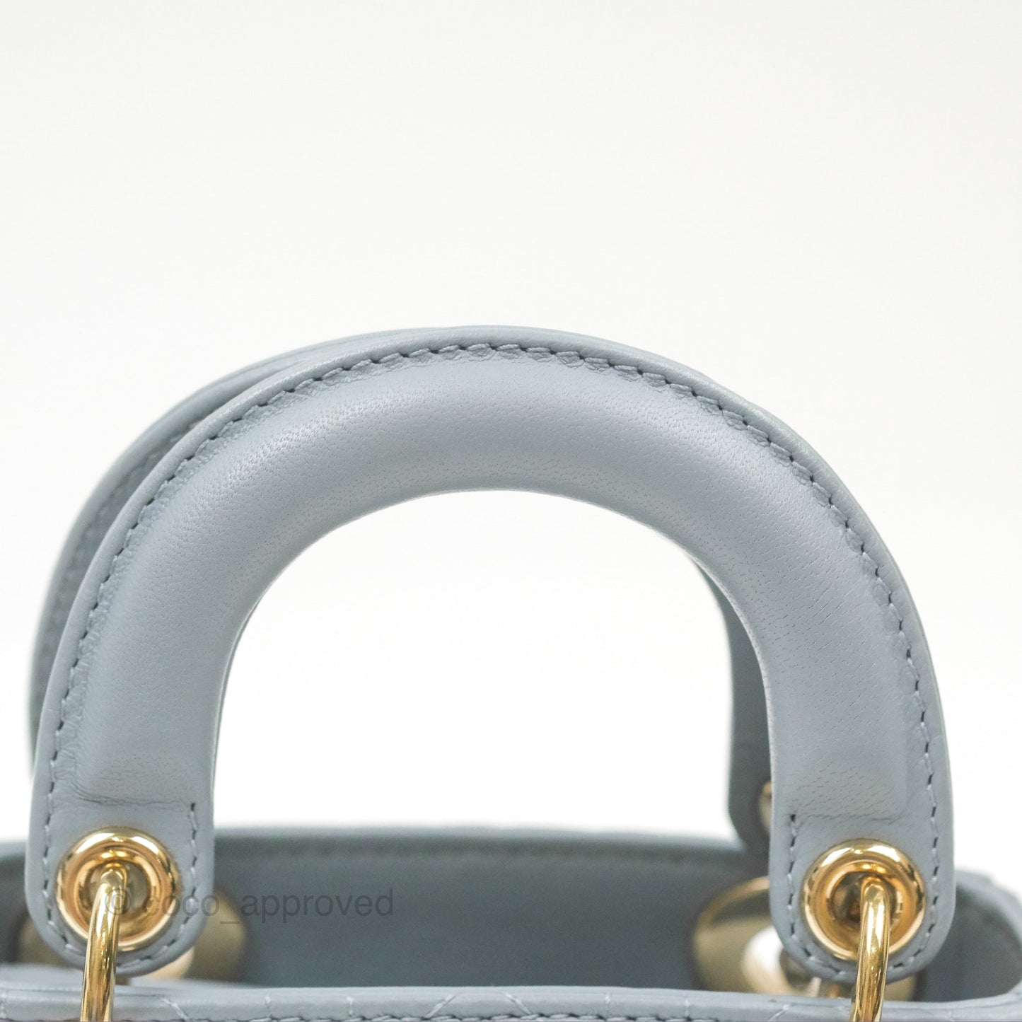 Christian Dior Micro Lady Dior Cannage Blue Grey Lambskin Gold Hardware