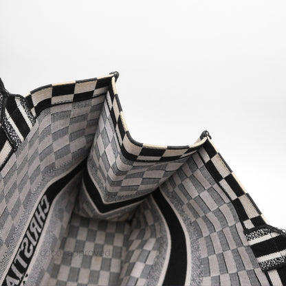 Christian Dior Large Book Tote Checkered Black/ White Canvas