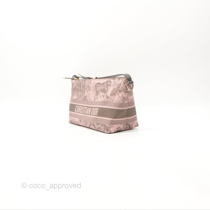 Dior Medium DiorTravel Nomad Pouch Pink Grey Toile de Jouy Reverse Technical Fabric