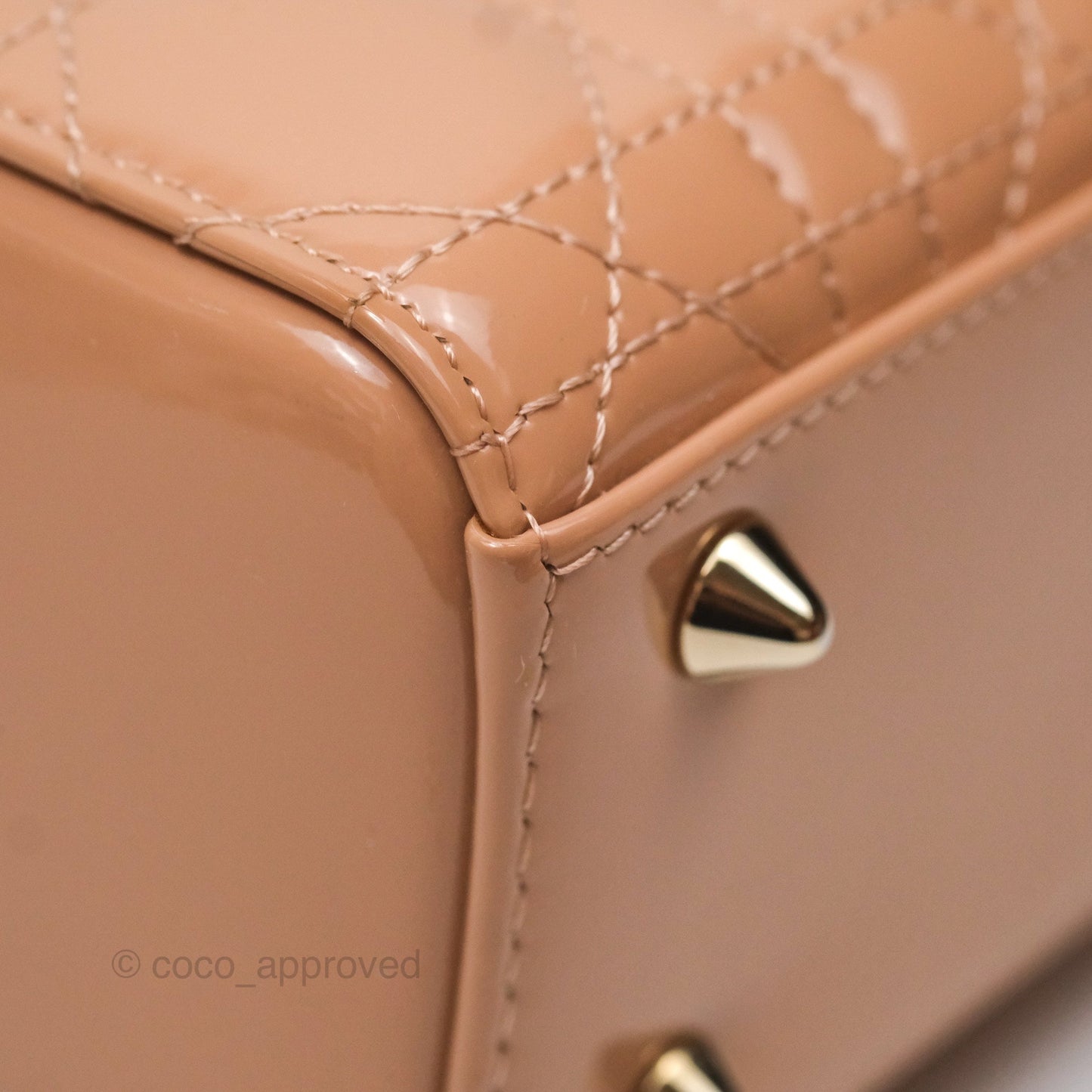 Christian Dior Small Lady Dior My ABCDior Beige Patent Gold Hardware