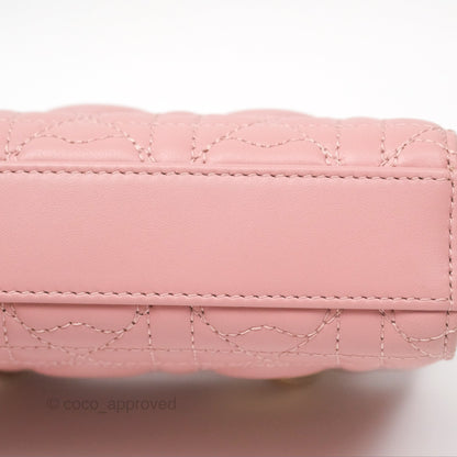 Christian Dior Lady D-Joy Micro Bag Antique Pink Lambskin Heart Quilted