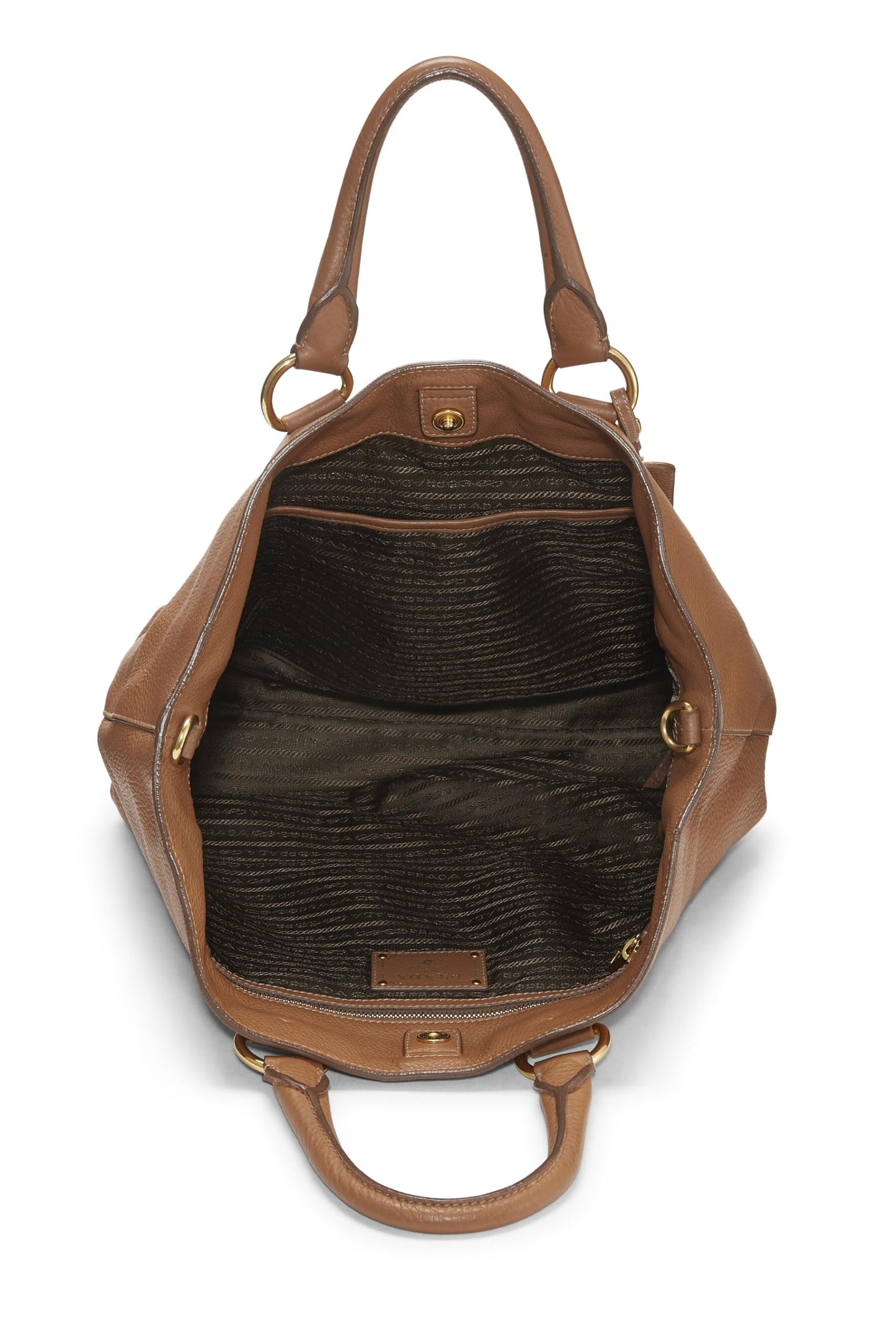 Prada,  Brown Vitello Daino Phenix Convertible Shopping Tote, Brown