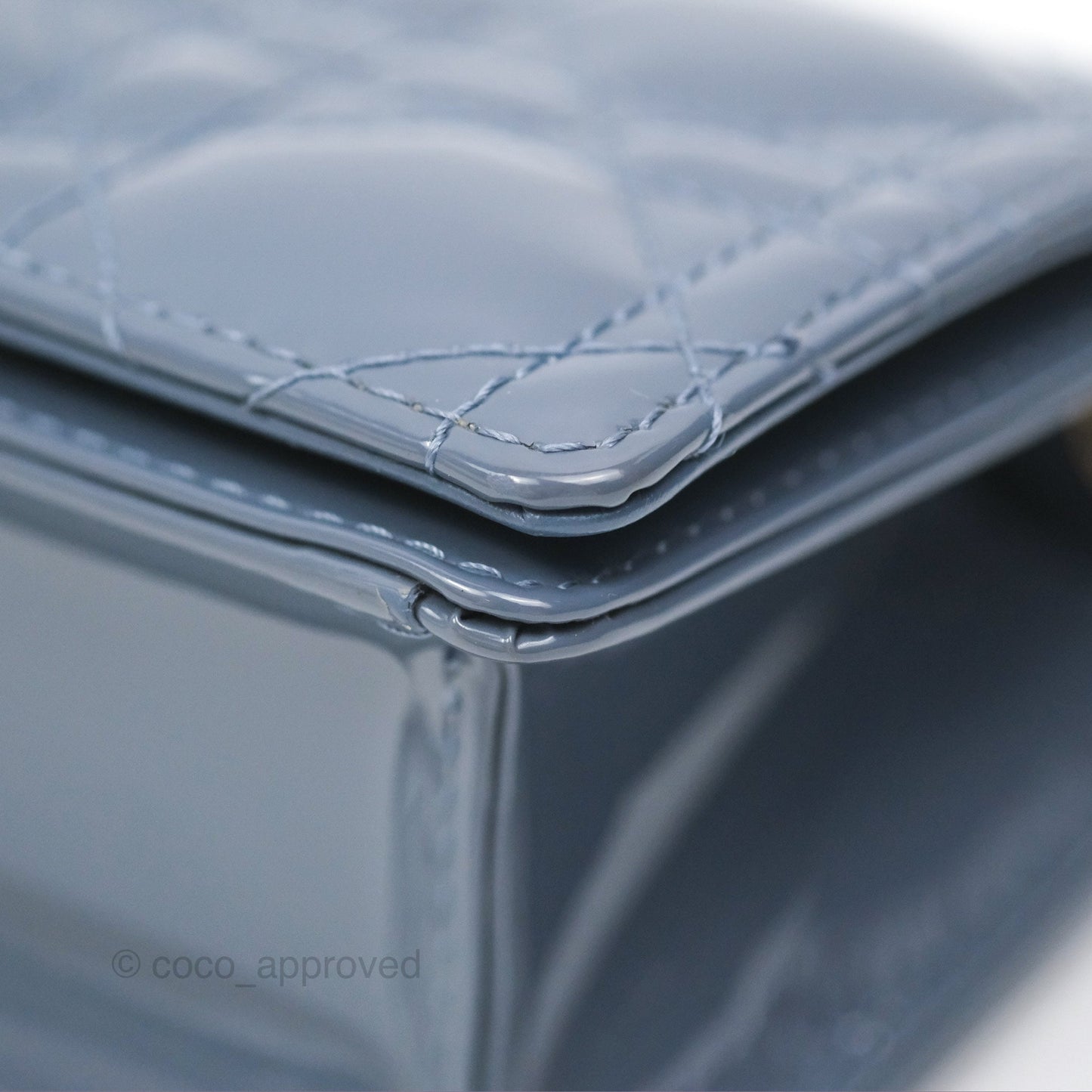 Christian Dior Nano Lady Dior Pouch Cloud Blue Cannage Patent