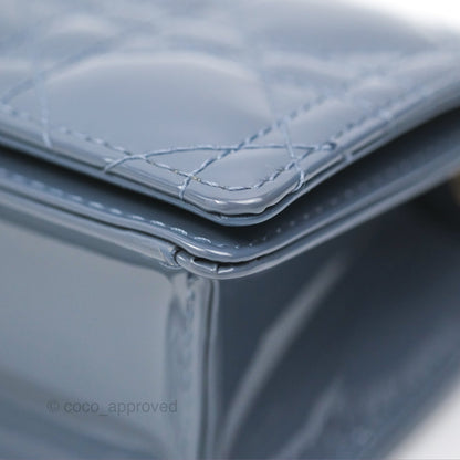 Christian Dior Nano Lady Dior Pouch Cloud Blue Cannage Patent