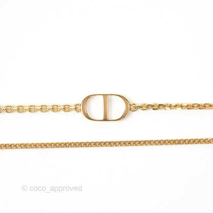 Christian Dior Petit CD Double Necklace Crystals Gold Tone