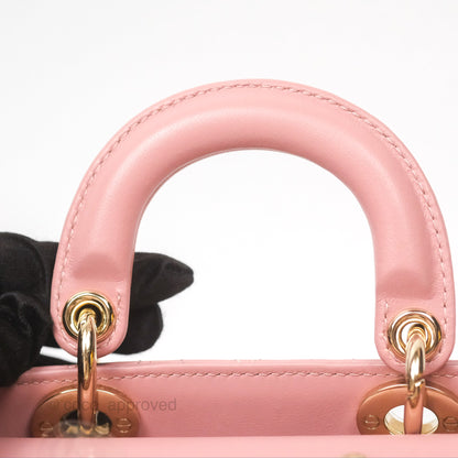 Christian Dior Lady D-Joy Micro Bag Antique Pink Lambskin Heart Quilted