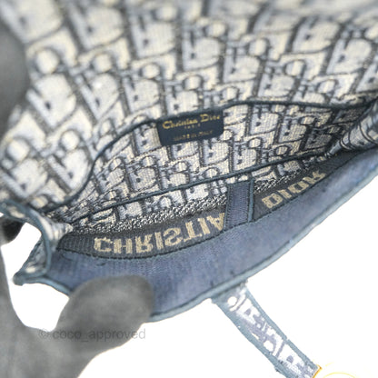 Christian Dior Navy Oblique Slim Saddle Pouch