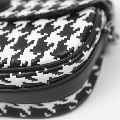 Christian Dior Bobby East-West Bag Black And White Houndstooth Embossed Calfskin