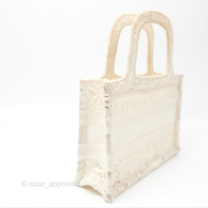 Dior Mini Book Tote Natural Macramé-Effect Embroidery