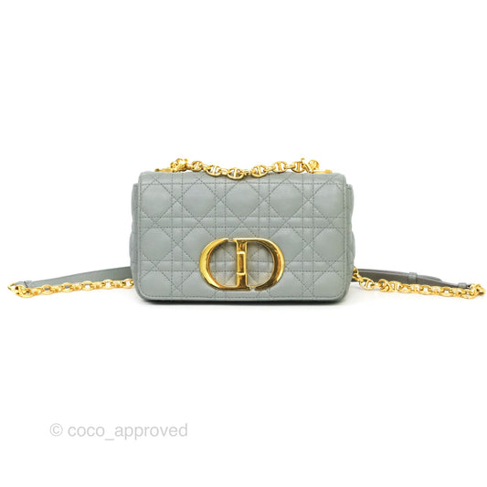 Dior Small Caro Bag Grey Supple Cannage Calfskin