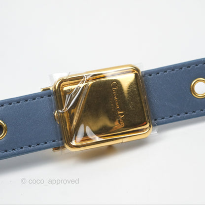 Christian Dior Medium Bobby Bag Blue Calfskin Gold Hardware