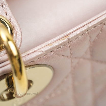 Christian Dior Calfskin Cannage Mini Lady Dior Light Pink
