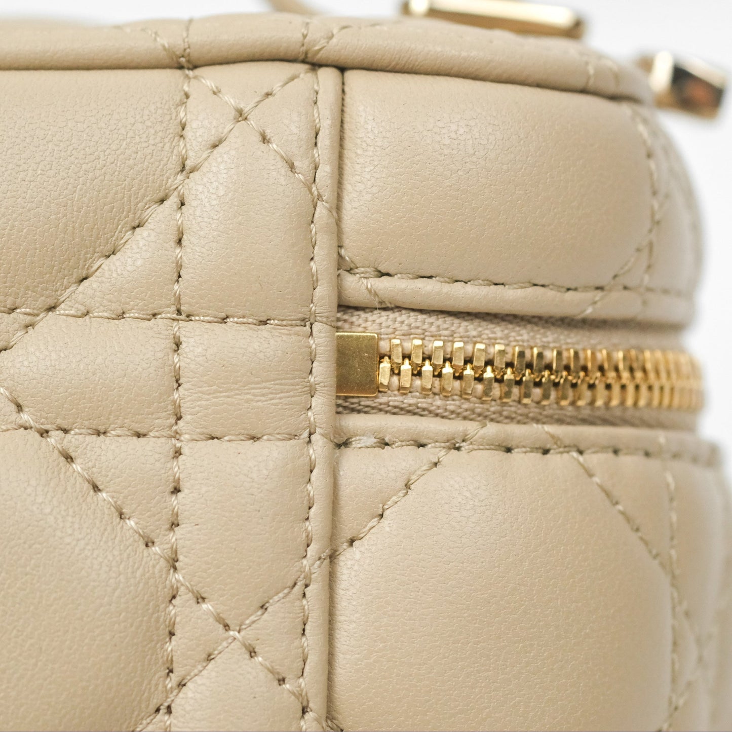 Christian Dior Micro Lady Dior Vanity Case Beige Cannage Lambskin