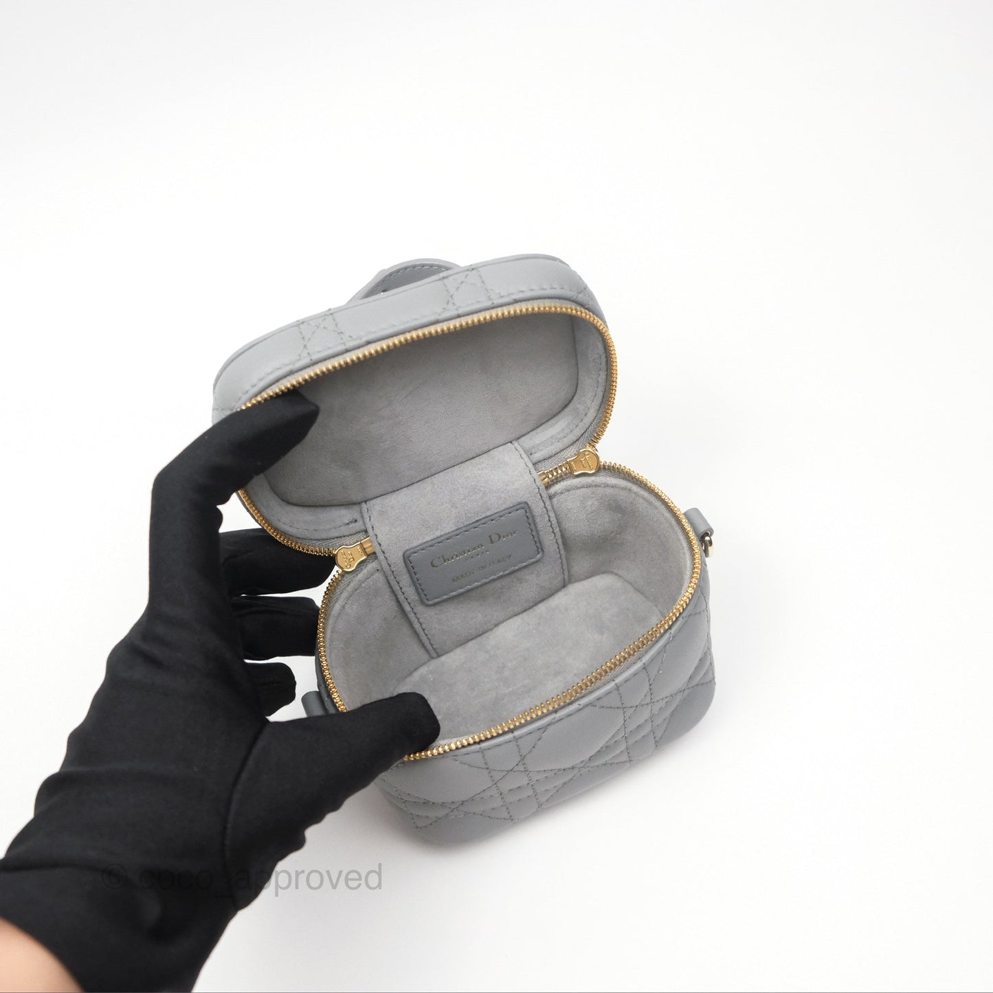 Christian Dior Micro Lady Dior Vanity Case Grey Cannage Lambskin