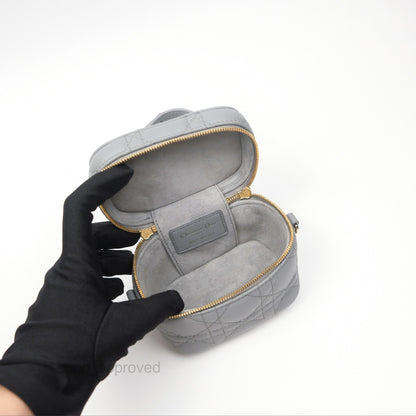 Christian Dior Micro Lady Dior Vanity Case Grey Cannage Lambskin