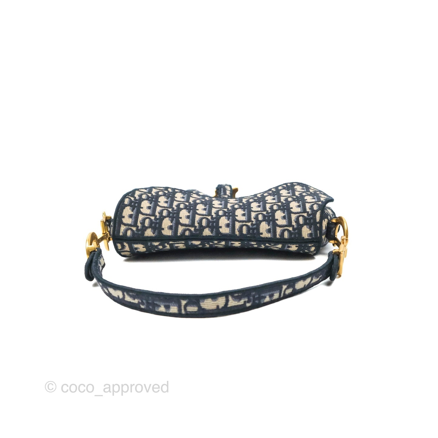 Christian Dior Navy Saddle Bag Dior Oblique Embroidery Gold Hardware