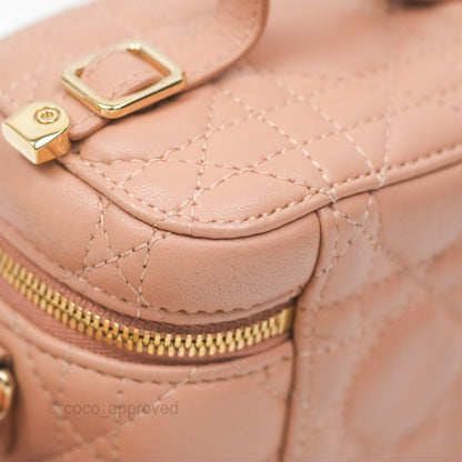 Christian Dior Micro Lady Dior Vanity Case Rose Des Vents Cannage Lambskin