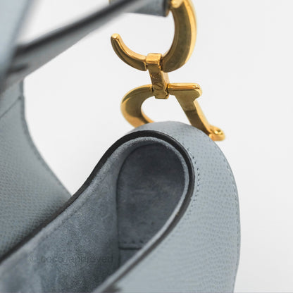Christian Dior Mini Saddle Bag Cloud Blue Grained Calfskin Gold Hardware