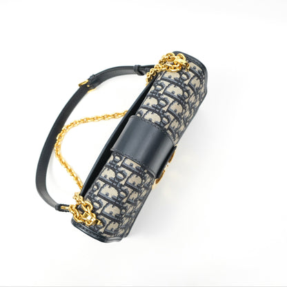 Christian Dior 30 Montaigne with Chain Blue Dior Oblique Jacquard