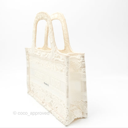 Dior Mini Book Tote Natural Macramé-Effect Embroidery