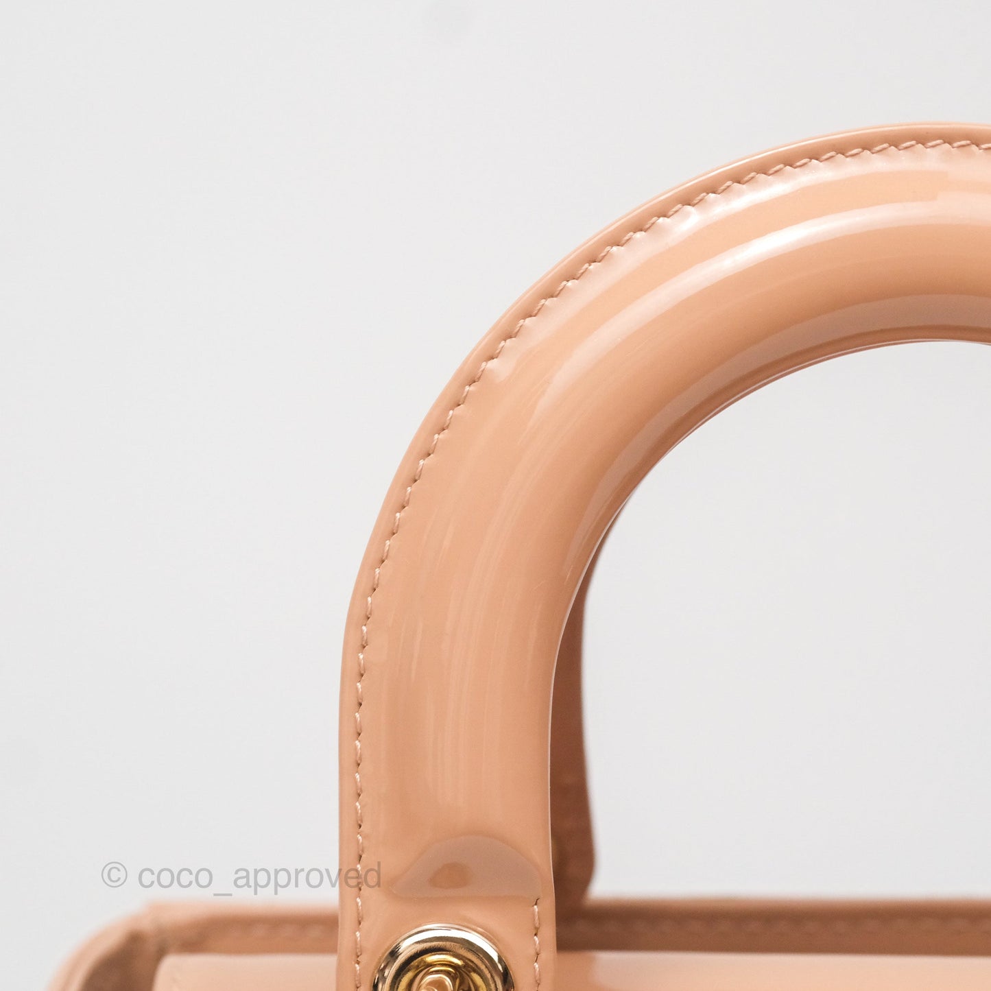 Christian Dior Small Lady Dior My ABCDior Beige Patent Gold Hardware