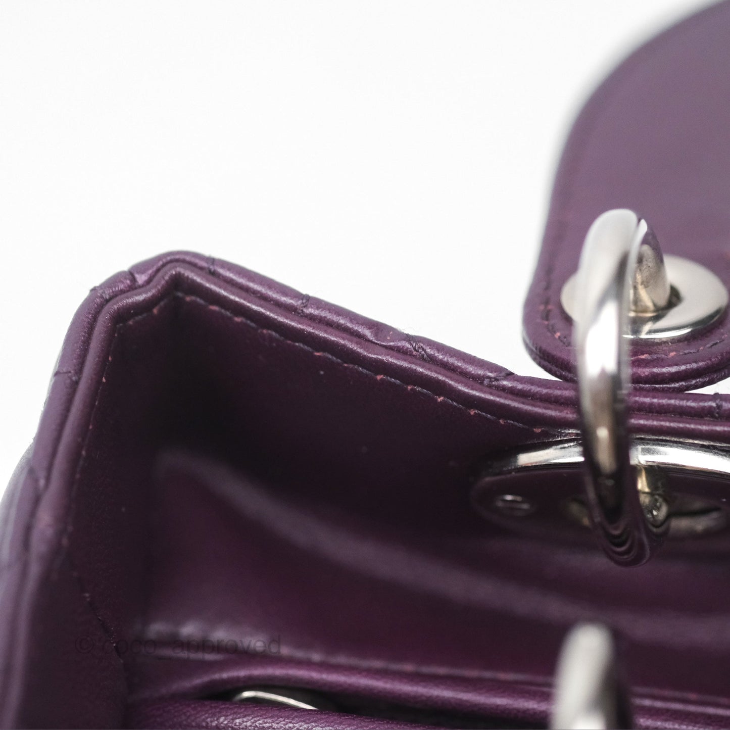 Christian Dior Medium Lady Dior Dark Purple Lambskin Silver Hardware