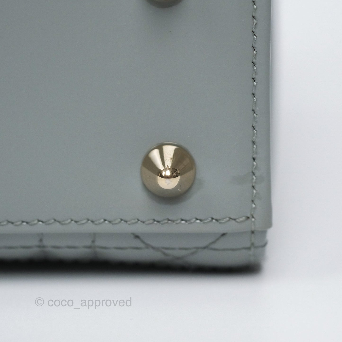 Christian Dior Lady Dior Grey Patent Gold Hardware