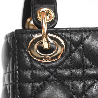 Christian Dior Micro Lady Dior Black Lambskin Gold Hardware