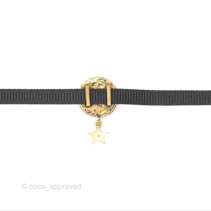 Christian Dior Grosgrain Ribbon Astrology Choker Aged Gold Hardware