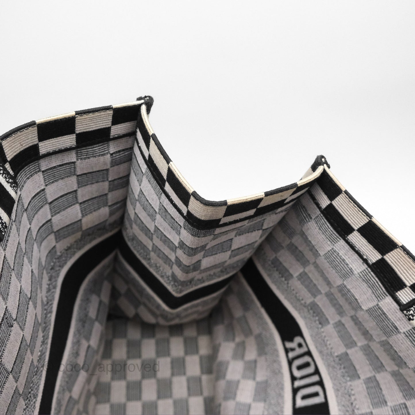 Christian Dior Large Book Tote Checkered Black/ White Canvas