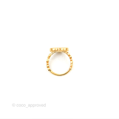 Christian Dior J'adior Crystal Star Heart Ring Matte Gold Tone Size M
