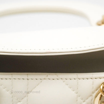 Christian Dior Mini Lady Dior Latte Cannage Lambskin Gold Hardware
