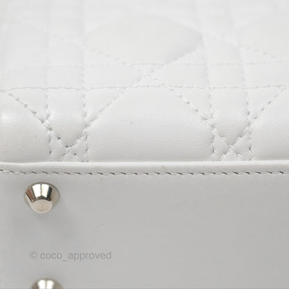 Christian Dior Cannage Mini Lady Dior White Silver Hardware