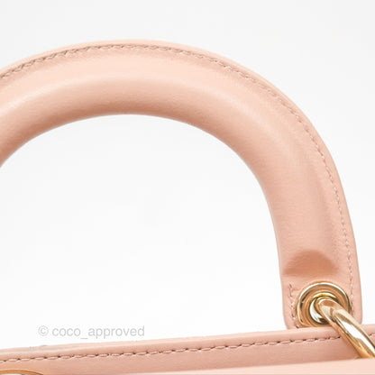 Christian Dior Medium Lady D-Joy Nude Pink Lambskin Heart Quilted