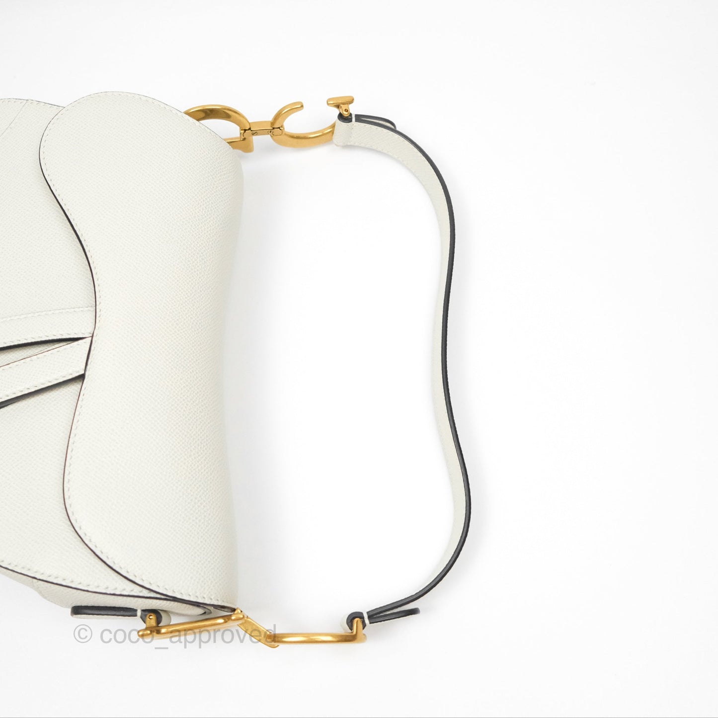 Christian Dior Saddle Bag White Grained Calfskin Gold Hardware