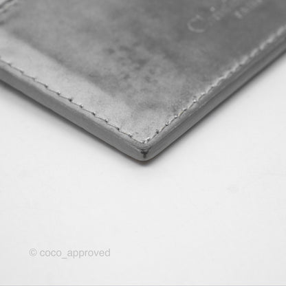 Christian Dior Metallic Sliver Card Holder Silver Hardware