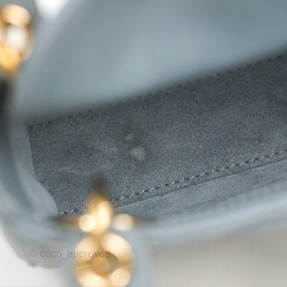 Christian Dior Micro Lady Dior Cannage Blue Grey Lambskin Gold Hardware