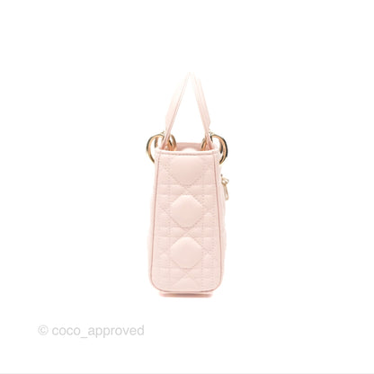 Christian Dior Mini Lady Dior Pink Lambskin Gold Hardware