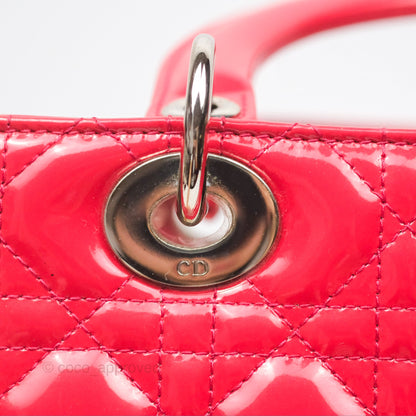 Christian Dior Medium Lady Dior Red Patent Silver Hardware