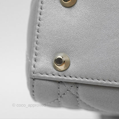 Christian Dior Mini Lady Dior Opaline Gray Pearlescent Cannage Lambskin