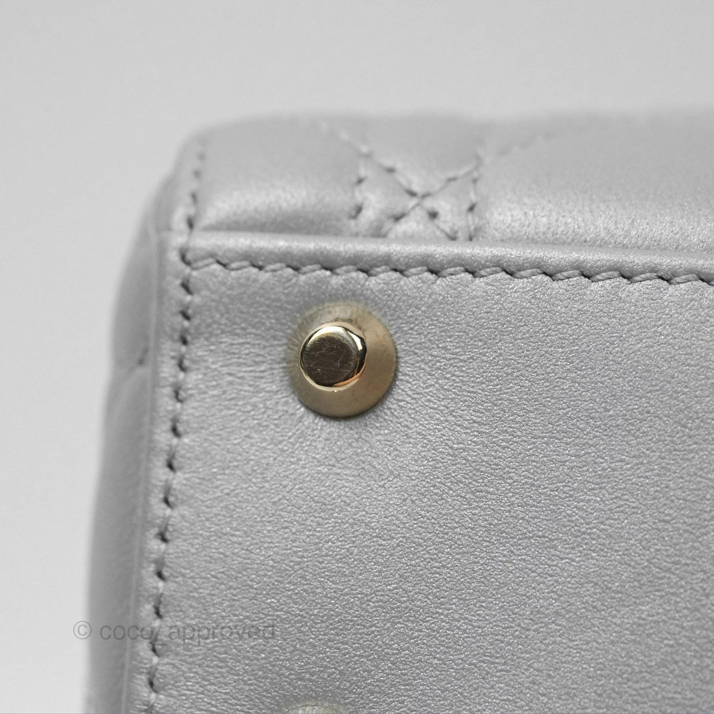 Christian Dior Mini Lady Dior Opaline Gray Pearlescent Cannage Lambskin
